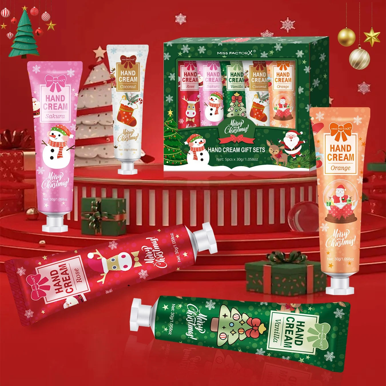 Cream Natal: Kit de hidratantes com 5 tema de Natal - Run Art